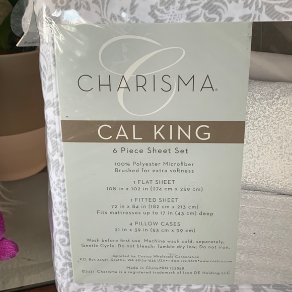 NIB Charisma California King 6 piece Sheet Set Bella Pearl Microfiber - Picture 5 of 5